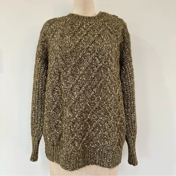 Sezane James Jumper Olive Chiné - Size S - Picture 8 of 16